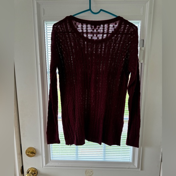 AE burgundy light sweater with zipper detail - Picture 3 of 6